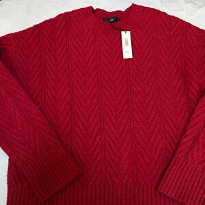 Banana Republic Sz S Cotton Wool Cashmere Blend Rich Red $160